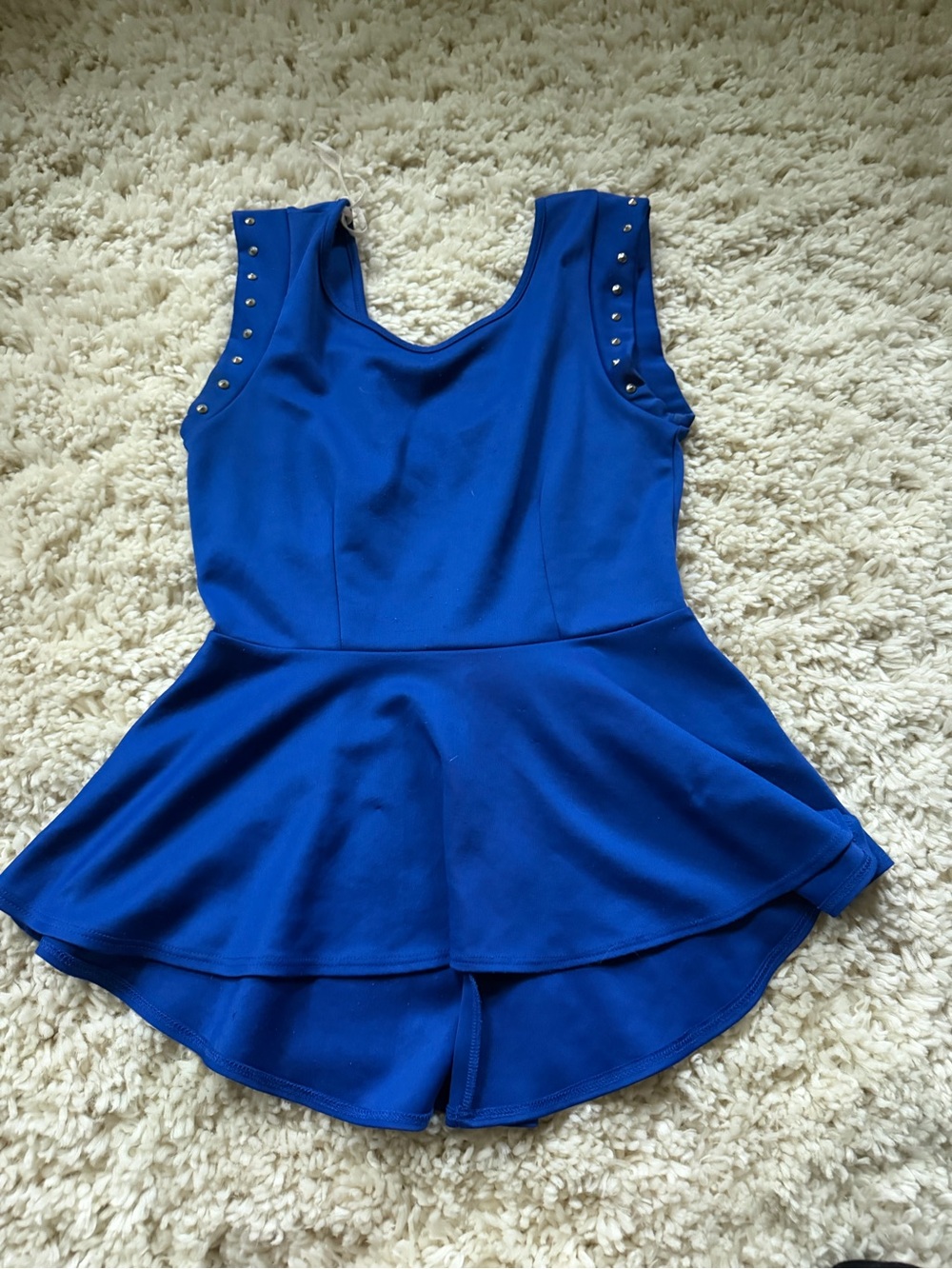 Cobalt Blue Studded Peplum blue navy women’s cute peplum vintage top